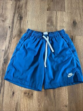 Nike Men’s Royal Blue Athletic Shorts with White Drawstring